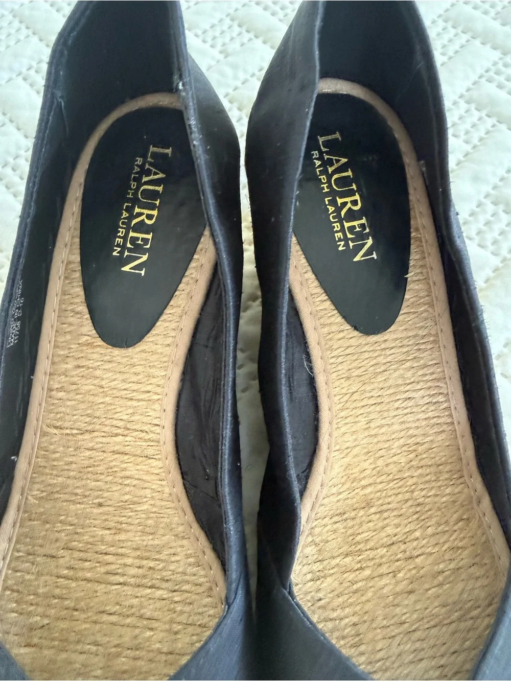 Lauren Ralph Lauren Black Peep-Toe Espadrille Flats